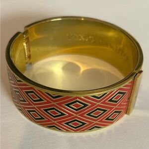 Vince Camuto Red Black Gold Hinged Bangle Bracelet